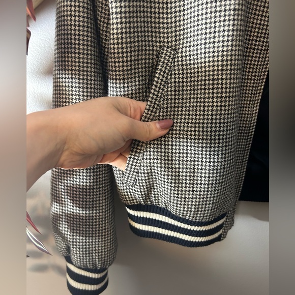 Zara Houndstooth Bomber Jacket - Medium - Black and White - Picture 2 of 5